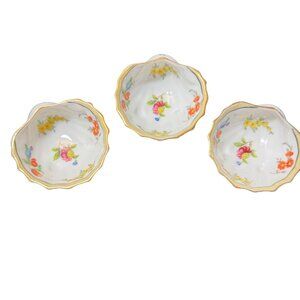 Noritake Vintage Floral & Gold Trim Shell-Shaped Dip Dish Salt Cellars Set Of 3